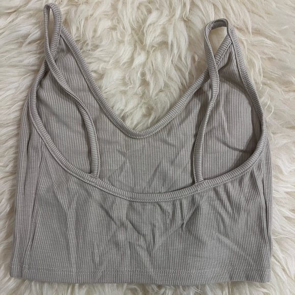 Joah Brown Ribbed Beige Crop Tank - Picture 2 of 3